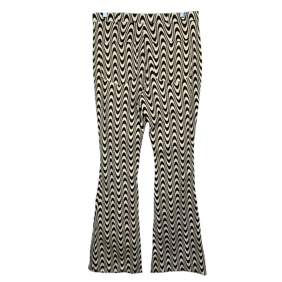 New Top Shop Pants Bengaline Flare Wavy Print Stretchy High Rise Women's 10 - Picture 6 of 11